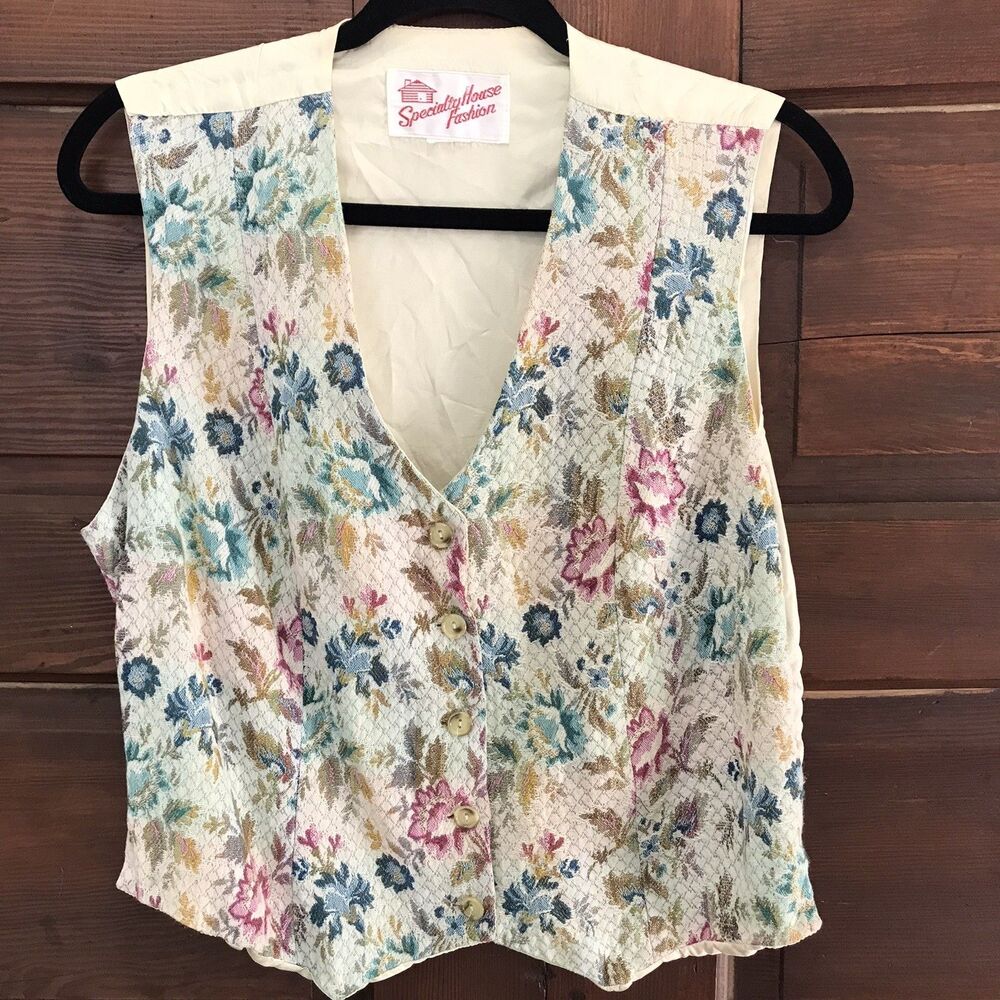 Vintage Tapestry Style Vest Cottagecore Whimsy Grandmacore M/L